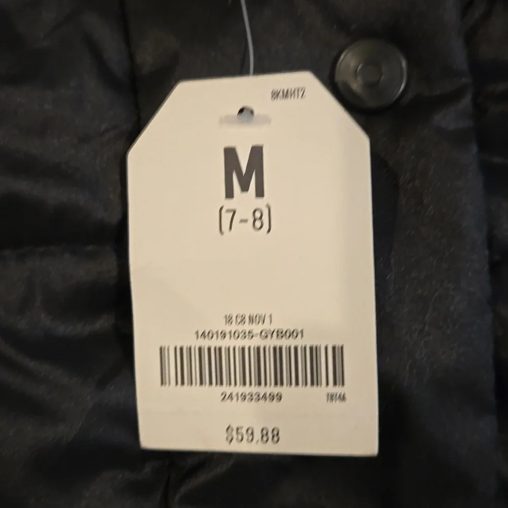 Crazy 8 Black Quilted Puffer Coat With Faux Fur Hood Size M 7-8 NWT - Picture 2 of 6